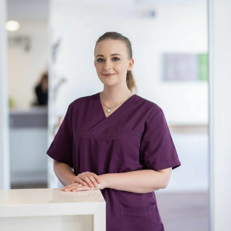 Nadine Röttger, Mitarbeiterin des Praxisteams am Empfang